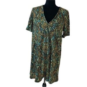 Zara Women’s Black Floral Short Sleeve Short Sleeve Shirt dress Large